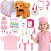 TOSZOLY Kit Veterinario Bambini Giocattolo, Valigetta Dottore Bambini Include Cane di Peluche Stetoscopio Termometro, Giocattoli del Dottore Adatto a Giochi di Ruolo per Bambino di 3 4 5 Anni