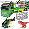 Tacobear 3 in 1 Camion Carro Attrezzi Giocattolo Bambini grande Giocattolo Camion Trasportatore con Elicottero Dinosauri Giocattoli, Camion Veicoli Giocattolo Regalo per Bambini 2 3 4 5 6 anni