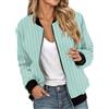 Generisch Giacca bomber da donna, corta, casual, da pilota, a maniche lunghe, con chiusura lampo, per le mezze stagioni, in taglie forti, giacca estiva da trekking, Verde menta C, M