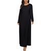 Generisch Abito da cocktail a maniche lunghe nero abito lungo da donna musulmana tinta unita casual islamico sotto abaya abito abito da donna abito casual abito da donna nero corto, Nero , S