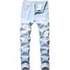 RUMAOZIA Jeans da uomo, skinny Y2K, slim fit, elasticizzati, strappati, pantaloni in jeans a vita alta, pantaloni cargo, Z01 azzurro, 44