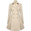 Goolecrimp Donna Elegante Vintage Swing Dress Cappotto Trench Doppio Petto Anni '50 Cappotto Classico con Risvolto Cappotto Trench Doppio Petto Cappotto Lungo Slim (Mandorla,XXL)