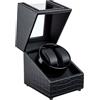 Tolesum Carica Orologi Automatici 2 Posti,Scatola del Tempo per Orologi, Automatic Watch Winder PU Scatola per Orologi Doppi Rotanti,Rotazione Silenziosa- Nero Strisce di coccodrillo