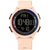 findtime Orologio digitale da donna con 5 ATM, impermeabile, doppio tempo, conto alla rovescia, sottile, per donna, sportivo, con cifre luminose, per ragazzi e donne, rosa, Colore: rosa., cinghia