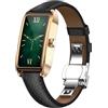 findtime Fitness Tracker Damen Slim Elegante Luxus Schwarz Gold Classic Smartwatch Damenuhr Fitness Uhr für Frauen Aktivitätstracker Pulsuhr Sportuhr mit Herzquenz SchlafMonitor Pedometro rettangolare, Nero