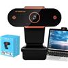 Nevalerra Fotocamera per computer HD 1080p HD USB Live Transmission Camera, webcam Questa fotocamera Web ha una distorsione di immagini integrata per corsi, videoconferenze e trasmissioni