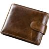 RWXCOW Portafoglio in pelle per uomo fermasoldi multifunzione strato di testa in pelle bovina portafoglio piccolo uomo portafoglio da uomo Premium Sense Vintage pelle bovina portafoglio corto con