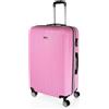 ITACA - Valigia 23Kg da stiva capiente Valigia rigida XL con ruote silenziose Valigia espandibile Trolley Grande Rigido leggero ideale per viaggi lunghi con Lucchetto a combinazione, Rosa