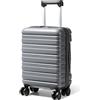 Lekesky Valigia da Cabina 55x35x25, Trolley Bagaglio a Mano Rigida Resistente e ABS Leggera con Lucchetto TSA, Adatto per Ita Airways, 38L, Grigio
