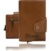 CLICCARTA® Portafoglio Uomo Slim RFID, Porta Carte Uomo Donna con Portamonete e Scomparto Banconote, Compatto ed Elegante, Idea Regalo, Capienza 12 Carte, 20 Banconote e 10 Monete - Marrone Duca