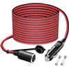 WOWLED Cavo di prolunga da 8 m, 12 V/24 V, per accendisigari, antipolvere, impermeabile, clip per batteria, adattatore (presa accendisigari)