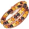 Mariiel Baltic Amber Bracciale o collana girocollo in ambra baltica | 2 in 1 | regolabile, fatto a mano su cinturino in pelle | Boho regalo con pietre naturali