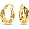 Miore Orecchini Donna Argento Sterling 925 Placcato Oro 18K, Orecchini a Cerchio Dorati ed Intrecciati da 15 mm, Gioielli da Donna Made in Italy, con Custodia Portagioie