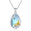 YAFEINI Collana con Pietra di Luna in Argento Sterling Volpe/Axolotl/Gatto/Cane/Panda/Mucca Collana con Ciondolo Gioielli con Animali Regali per Donna Ragazze (Cane)