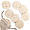 Wood You Buy Milestone Baby Cards, Set di 14 Dischi in Legno per Traguardi del Neonato con Sacchetto, Cartelli Mensili 1-12 Mesi, Hello World Nascita, Egalo Nascita e Battesimo