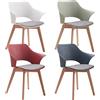 BenyLed Set di 4 sedie da pranzo con rivestimento in tessuto, Sedie da soggiorno Poltrone da salotto Design intagliato a cavità con braccioli (Colore misto)