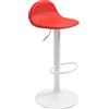 CLP Sgabello Design Lana V2 in Similpelle I Sedia Sgabello Cucina con Poggiapiedi E Schienale Girevole E Regolabile 58-79CM, Colore:Rosso, Colore del Telaio:Bianco
