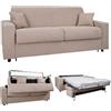 Liberoshopping Divano letto 3 posti sfoderabile in tessuto idrorepellente - apertura a ribalta con rete e materasso aloe - made in italy - modello ROLEN (Beige)