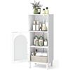 LIFEZEAL Mobiletto Bagno Salvaspazio Bianco, Armadietto Cucina Basso, Stretto, 35x30x90cm, Credenza, Armadio, Mobile con Gambe in Legno Massello, Anta in Vetro, Ripiano Regolabile, Scomparto, Max 50kg