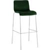 CLP Sgabello da Bar con Schienale Hover, Poltroncina Imbottita in Velluto, Sedia per Bancone con Struttura in Metallo Cromato, Fino a 150 kg, Colore:verde