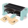 LITTLE BALANCE 8617 Raschietto 2 Meuuh…!, Dispositivo per raclette 1/2 persone, Grill rimovibile, 2 spatole + 2 tavolette, rivestimento antiaderente, 1 o 2 persone, 320 W, azzurro