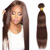 Tuheerst Straight Human Hair Bundles #4 Chocolate Brown Capelli Veri Human Hair Extensions Unprocessed Ricci Tessitura Double Weft Remy Hair for Woman 100g/pc 14 Inch