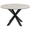 AC Design Furniture Heather Tavolo da pranzo rotondo per 4 persone, piano in grigio e metallo con superficie in ceramica, resistente al calore, antigraffio, diametro: 119 x 75,5 cm