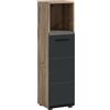 xonox.home Mobile alto Ice 30 x 110 x 30 cm in corpo Nox Oak Replica e frontale nero opaco - Armadio da bagno alto - Moderno e sottile