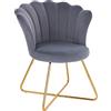 BAKAJI Poltrona Sedia Relax con Rivestimento in Velluto e Gambe in Metallo Colore Oro Cromato, Imbottita ad Alta Densità, Seduta Ergonomica, Design Vintage Retrò, 69 x 64 x 80 cm (Grigio)