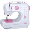 Outbit Mini macchina da cucire per principianti, 12 punti, doppia bobina, multifunzionale, per bambini, funziona a corrente e a batteria, con luce LED (Rosa)
