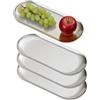 SANQIAHOME 26x11 cm ovale Piattini da antipasto, in acciaio inox Piccoli piatti,Set di 4, argento,Dessert Piatti per Sushi, Frutta forno/Lavabile in lavastoviglie