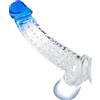 Kutocesy Guaina Fallica per Pene in Silicone con Anello per il Pene, Manicotto per Pene Trasparente Rosso e Blu, Giocattoli Sessuali per Uomini e Coppie (Blue)