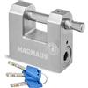 Magmaus® RTL50 Lucchetto Antiscasso Corazzato - Serratura per Cancello Esterno, Garage e Container - Lucchetto Monoblocco 50mm con 3 Chiavi, Alta Sicurezza per Magazzino e Saracinesca Blindata