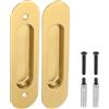 PATIKIL Maniglie da Incasso Rettangolari, Maniglia per Porte a Scomparsa Ante Scorrevoli Armadio Fienile Ferramenta Set con Viti/Bulloni a Manicotto per Porta Bagno Casa, Oro, 149mm