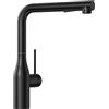 CECIPA Miscelatore Cucina Nero con 2 Modalità di Getto, Rubinetto Cucina con Doccetta Estraibile, Rubinetto Lavello Nero Estraibile di 40CM, Girevole 360°, in Acciaio Inox (Nero)