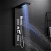 KINKIBOS Colonna Doccia LED con Miscelatore, Colonna Doccia a 5 Modalità: Pioggia e Cascata, Getti per Massaggio del Corpo, Manopola e Bocca da Bagno, Pannello Doccia in Acciaio Inox Nero
