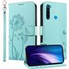 HUANGTAOLI Custodia a portafoglio per Xiaomi Redmi Note 8T, cavalletto e 3 slot per schede, protezione a 360 gradi antiurto chiusura magnetica Flip Cover, verde