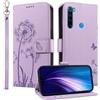 HUANGTAOLI Custodia a portafoglio per Xiaomi Redmi Note 8T, cavalletto e 3 slot per schede, protezione a 360 gradi, antiurto, chiusura magnetica, colore: viola