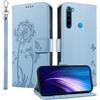 HUANGTAOLI Custodia a portafoglio per Xiaomi Redmi Note 8T, cavalletto e 3 slot per schede, protezione a 360 gradi, antiurto, chiusura magnetica, colore: azzurro cielo