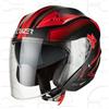 Cruizer Casco Jet Moto Scooter Omologato Doppia Visiera Nero Opaco Grafica Rosso (S)