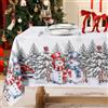 Softalker tovaglia 300x150 cm natalizia rettangolare bianca grande tovaglie 18 posti antimacchia con pupazzo di neve tradizionale fiocchi di neve e albero di Natale ideale per salone, feste, cucina