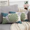 HomeStilez Federa per Cuscino 30x50 cm Set di 2 Federa Verde Acqua e Grigio Quadrata Floreale Astratta Dalia Moderna Copricuscini Decorazioni per la Casa in Lino per Soggiorno Giardino Esterno Balcone Giardino