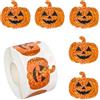 GTYARYUA Halloween Stickers, 500 PCS Adesivi Zucca di Halloween, Rotolo di Adesivi Zucca, Adesivi decorativi Rotondi Glitterati, per Festival per Bambini, Articoli per Feste (zucca)