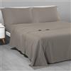 Riad Arredo Completo Letto Tinta Unita 100% Cotone Italiano Morbido Mano Percalle - Set Lenzuola Delicate Artigianale Made in Italy (Tortora, Singolo)