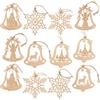 com-four® Set di 12 Ciondoli in Legno per L'Albero di Natale - Decorazioni a Forma di Campana da Decorare