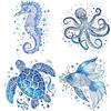 GORGECRAFT 4pz 16cm Adesivi per Finestre Animali Marini in Plastica PVC Estate Oceano Tema Animali Tartarughe Pesce Cavalluccio Marino Polpo Bifacciale Adesivo per Casa Finestre Porta sotto Il Mare