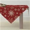 ViaElayu Tovaglia Natalizia 85x85 cm Rosso Centrotavola Natalizio Motivo a Fiocco di Neve Bianco e Oro Lavabile Moderno Tovaglie Natale Quadrata Copriforno Natalizio per Cucina Ristorante Feste