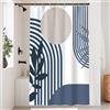 Uiiooazy Tenda Doccia Antimuffa, Tenda da Doccia 120x180cm Boho Chic Blu Navy Astratta Grigio Sole Blu Scuro Foglie Tende da Bagno Tessuto Lavabile Impermeabile Tende per Vasca da Bagno con 8 Anelli