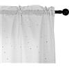 GIRASOLE HOME® Coppia Tende Semi Oscuranti Fantasia Stelline Argentate Tenda per Soggiorno Camera Cameretta Cucina e Interni 2 Pannelli con Tasca (Bianco, 70x148cm)