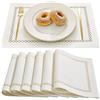 Aoztio Tovagliette Americane Lavabili Set di 6, 30x45 cm, Bianco Sporco